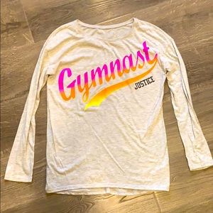 Justice Gymnast Logo size 16 Gray T shirt